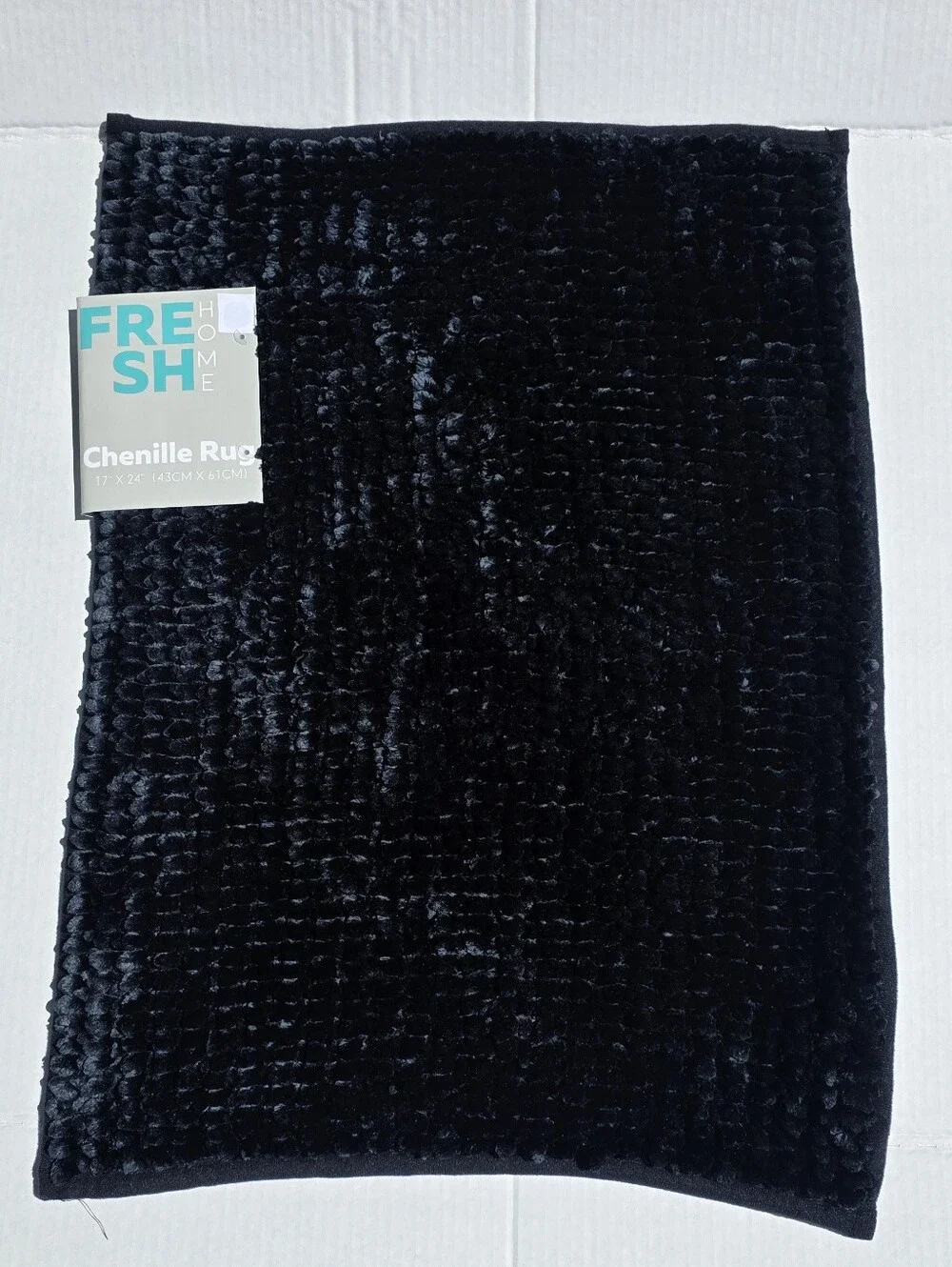Fresh Home Black Chenille Noodle Rug Set (2pc)